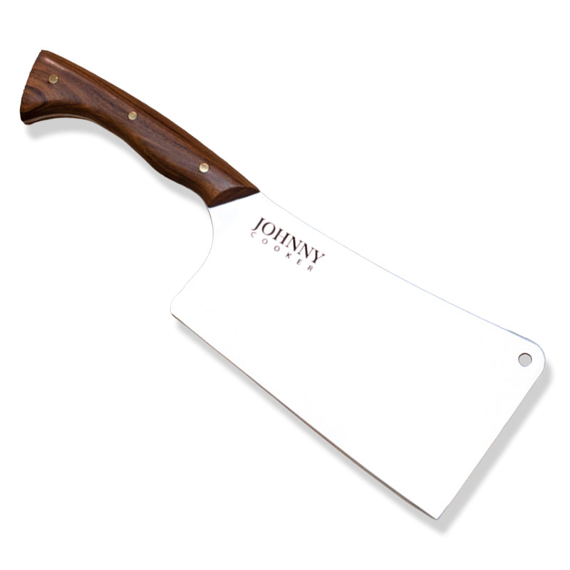 Cutelo em Aço Inox Bone Cooker com lâmina integral, cabo em madeira nobre de alta densidade e rebites em latão polido.