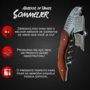 Abridor de vinhos Sommelier Johnny Cooker em aço inox com acabamento em madeira natural, alavanca de dois estágios e extrator helicoidal para rolhas naturais e sintéticas.